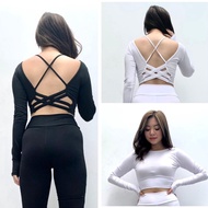 CODE E46O Long Woven Crop Top with Spandex Bra Cup