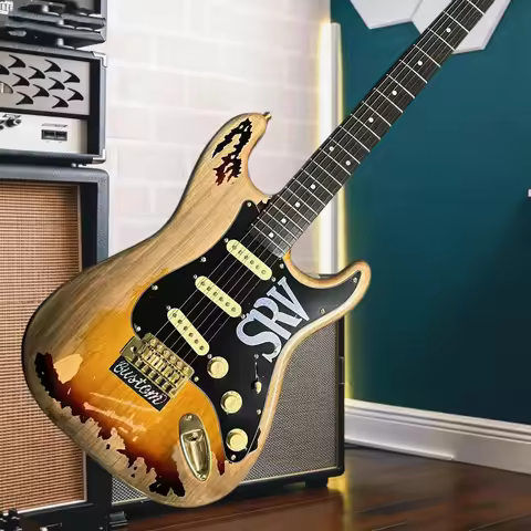 SRV Replica-make Old ST Style Electric Guitar, 3 Single Coil Pickups Heavy Sunburst Vintage
