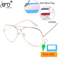 Women Men Anti Blue Light Glasses For Computer Big Metal Spectacle Frame Clear Lens UV400 Fashion Ey