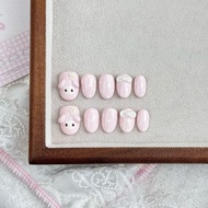 Pink and cute Melody short nails, handmade wearable nails.