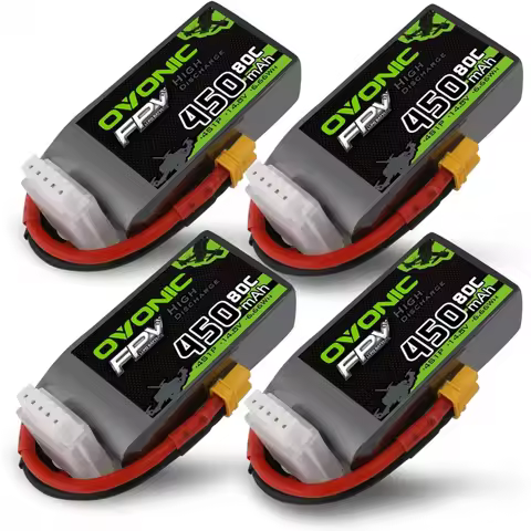 OVONIC 4S Lipo Battery 80C 450mAh 14.8V Lipo Battery with XT30 Connector for RC FPV Racing Drone Qua