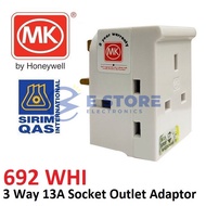 MK 692WHI 3 Way 13 amp Socket Outlet Adaptor