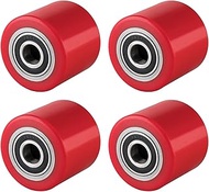 Set of 4 Pallet Trolley Castors Polyurethane 80 x 60 mm, Axle 20 mm Including Ball Bearing, Lift Tru