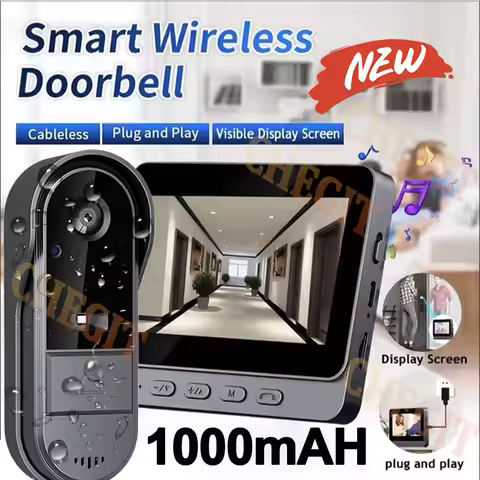 Wireless Wifi Doorbell Camera 1080P Video Intercom Doorbell Waterproof 4.3in IPS Screen Home Securit