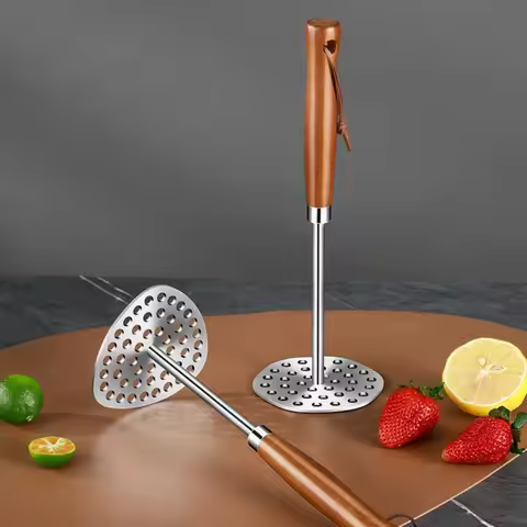 Heavy Duty Stainless Steel Potato Masher Manual Hand Professional Food Masher Convenient Hanging Fru