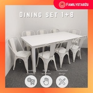 ❤️familystar2u - L180cm Square Dining Table set 8 seater Metal Chair / Parson Chair Black White Meja Makan Murah set