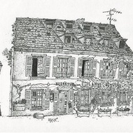 法國史特拉斯堡建築 (手繪插畫含A4畫框)