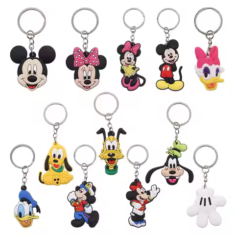 New Arrival 1pcs Miniso Cartoon Disney Mickey Mouse Minnie Donald Duck Pluto Keyring Ornament Key Ch