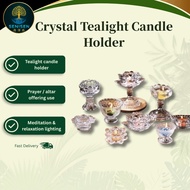 Crystal Tealight Candle Holder Heat Resistant Glass Ghee Candle Stand Prayer Altar | 水晶酥油灯座