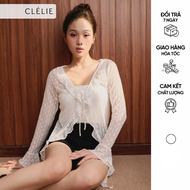 Set áo croptop nữ kèm áo khoác tay dài ren tua rua buộc nơ | HELA TOP - CLÉLIE