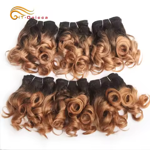 6 Pcs/Lot Curly Bundles Ombre Brazilian Hair Weave Bundles Color 1B/2/4/30/33/99J/27 Human Hair Exte