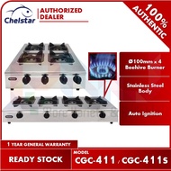 Chelstar 4 Burner Stainless Steel Gas Cooker / Stove CGC-411 / CGC-411S
