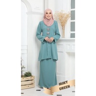 Baju Kurung Kebarung Mint Green Hijau Ironless Saiz S - 5XL Plain Loose Plus Size Ready Stock Raya Baju Raya 2024 Viral