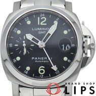 沛納海 Luminor GMT 40mm PAM00160，附原廠錶盒、保固卡、1節錶鍊、不鏽鋼錶殼、男士腕錶、黑色、拋光處理、成色極佳 [二手]