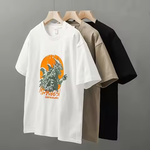 Dukeen Men's 320gsm Plus Size T-shirt 2026 Summer Fashion Retro Bus Printed Fashion T Short Sleeve T
