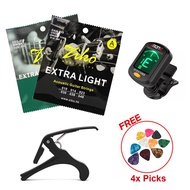 [SET] ZIKO Guitar Acoustic / Electric String + Digital Tuner + Capo Guitar + Pick | Tali Gitar Kapok Akustik / Elektrik / Alat Guitar Acoustic Accessories Set Dawai Guitar Satu Set Murah Original 吉他线