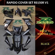 RAPIDO COVER SET RS150R/RS150 V1 WINNER 150 (13) BLACK (STICKER TANAM/AIRBRUSH) COVERSET