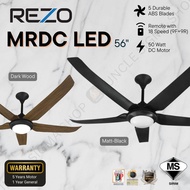 REZO MRDC LED 56" 5 ABS Blades Remote Control Fan 18 Speed (9F+9R) 3 Color LEDs DC Motor 5 Years War
