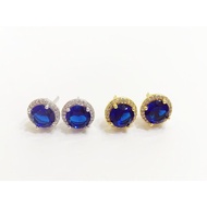 Gemstone earrings 15% light goldbiru (9.9 Grams)