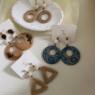 French retro long braided earrings for women Bohem 法式复古长款编织耳钉女波西米亚度假风耳坠耳环个性时尚夸张耳饰 MY08