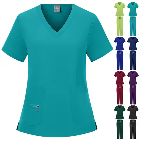 Zipper-Front Nurse Scrubs Straight-Leg Pants Lightweight Scrub Top Scrub Top for Nurses Maternity Ca