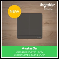 Schneider Electric Avataron Gray Light Switch - 2 Gang 1 Way