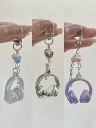 1pc Unisex Music-Lover Gradient Eearphone Keychain Multi-Functional Coolly Decor For Phone/Backpack