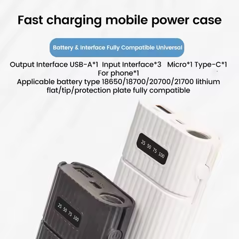 18650 21700 DIY Power Bank Box No Soldering PD Multi-protocol Fast Charging 18650 21700 USB Power Ba