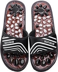 Relaxally Acupressure Foot Massager Slippers Real Stone Sandals Shoes Reflexology Tools Gift for Women Men (Black29)