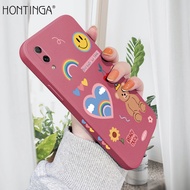 Hontinga เคสสำหรับ Huawei Y7 Pro 2019เคสมือถือซิลิโคนนิ่มทรงสี่เหลี่ยมลายหมีดอกไม้สายรุ้งพร้อมขอบเคสยางเต็มฝาปิดกล้องเคสป้องกันด้านหลังเคสใส่โทรศัพท์แบบนิ่มสำหรับเด็กผู้หญิง