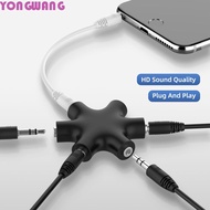 YONGWANG66HR Audio Splitter for Tablet MP3 MP4 1 Male to 5 Female Headphone Port 3.5 Jack Share Adap