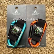 GANTUNGAN EIGER 1989 8MM PEAR D CARABINER KEYCHAIN WITH STRAP COMPAS
