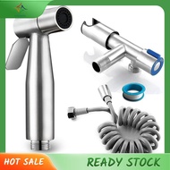 [Ready Stock] 1Set Handheld Bidet Sprayer for Toilet Jet Spray for Toilet Cloth Diaper Sprayer Set Cleaning Silver