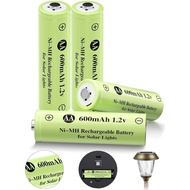 Ni-MH Rechargeable AA Batteries, AA 600mAh 1.2V Solar Batteries for Garden Landscaping Outdoor Solar