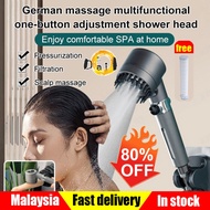 3 Modes Shower Head Adjustable High Pressure Water Saving Shower One-Key Stop Water Massage Shower Head