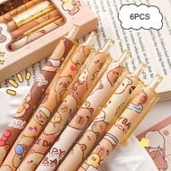 6pcs Capybara Comel Pen Boleh Padam Dakwat Biru Menulis Licin Cepat Kering Aksesori Pejabat Pen Eleg