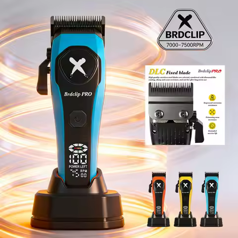 Professional BRDCLIP Cordless Hair Clipper DLC Coating Blade Carbon Barber Salon 5 Gear Adjustment L