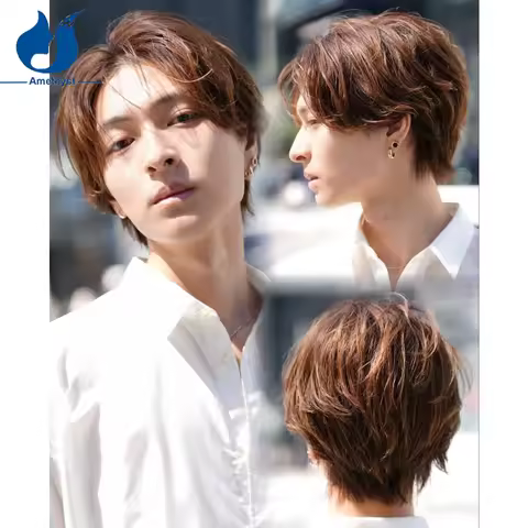 Amethyst Copper Brown Short Wolf Layer Cut Wig Remy Human Hair Full Lace Wave Wig Pre Styled Bob for