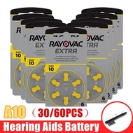 30/60PCS Hearing Aid Batteries Rayovac Extra Battery A10 10A PR70 Size 10 Zinc Air Battery For Digit