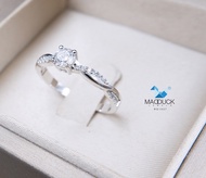 MadDuckJewels RG1537 แหวนเงินแท้925 เพชร CZ ชุบโรเดียม