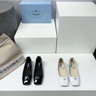 High-Quality PRADA PRADA PD2024 Spring Summer New Products Ladies Flat Shoes Retro Square Toe Cute M