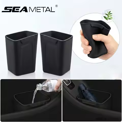 SEAMETAL 1/2PCS Car Door Silicone Trash Can Multifunctional Garbage Bin Umbrella Bucket Storage Box 