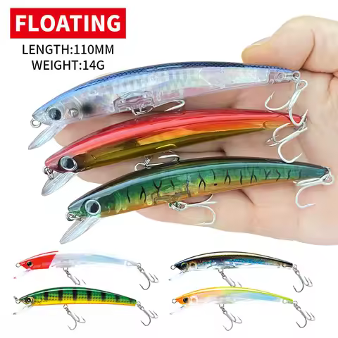 110mm 14g Big Minnow 3D Floating Minnow Wobbler Trolling Casting Fishing Seawater Bass Trout Isca Ar