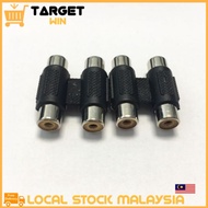 2RCA Jacks to 2RCA Jacks Audio Video Black Connector Untuk Audio Speaker Line RCA Joint Plug x 1pc