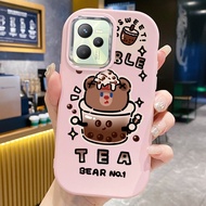 Case For Realme C35 Narzo 50A Prime Shockproof Milk Tea Bear Phone Round And Fat