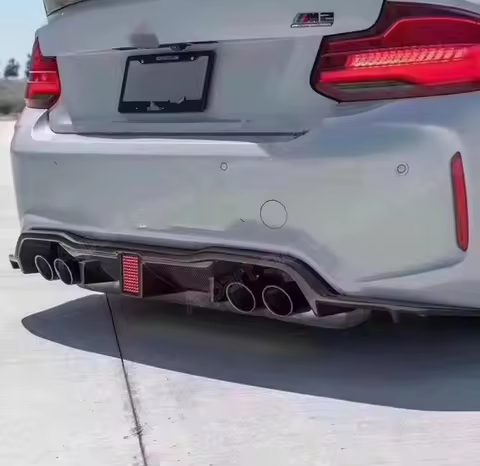 Carbon Fiber LED Style Rear Bumper Diffuser Lip For BMW 2 Series F87 M2 M2C 2016-2018 Exhaust Boot S