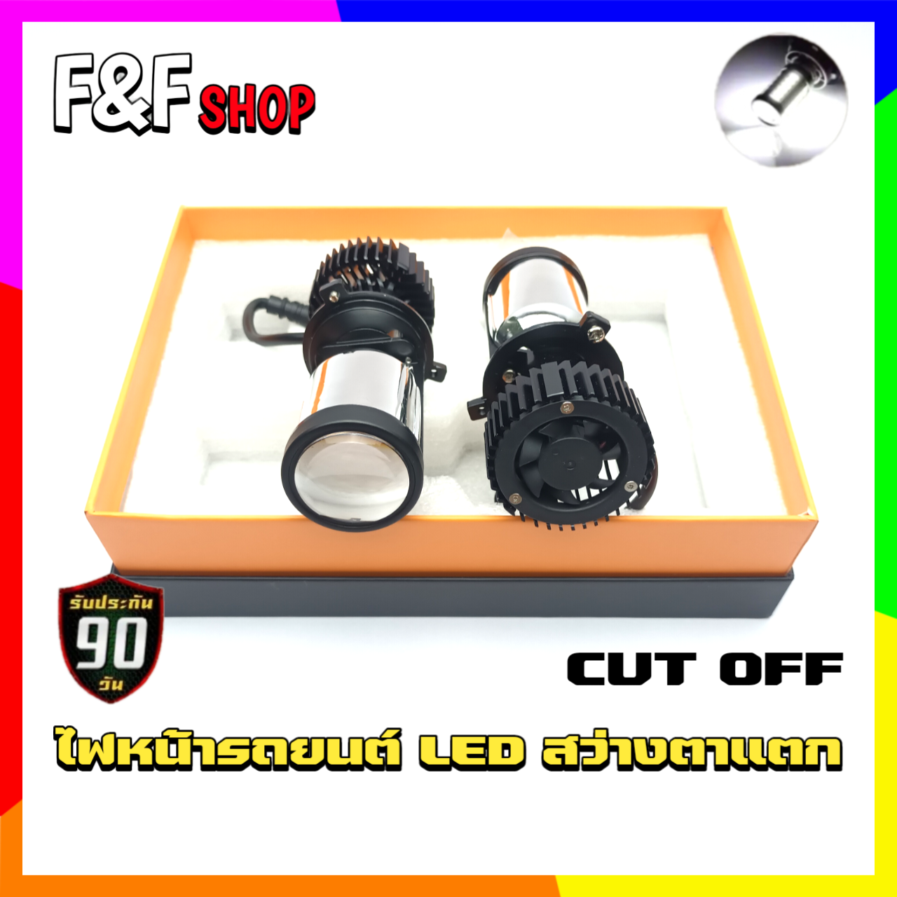 (2ชิ้น) หลอดไฟหน้า LED หลอดไฟ Mini Projector Y6 ขั้ว H4 12/24V สว่างมาก เลนส์คัทออฟ