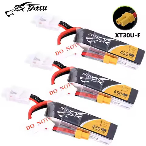 TATTU 450mAh 75C 3S 11.1V Lipo Battery For RC Helicopter Quadcopter FPV Racing Drone Parts 11.1V Rec