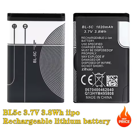 BL 5C Battery 1020mAh BL5C Rechargeable Li-ion Batteries for Nokia N72 E50 E60 2300 2600 1112 3120 6