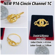NEW GOLD 916 Cincin Channel &amp; Cincin Fesyen Channel 2C 1g - 5g 230524